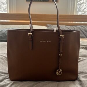 Michael Kors Brown Leather laptop tote Bag